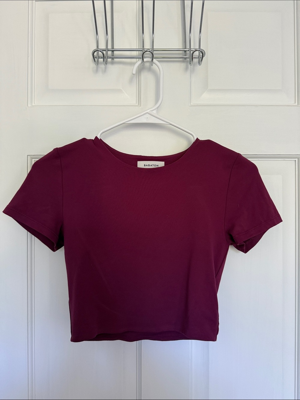 Aritzia Babaton Crop Tee in Berry Plum